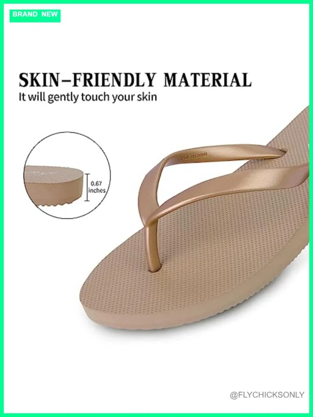 Slim Flip Flops with Yoga Mat Footbed, Lightweight Non Slip Sandals for Beach